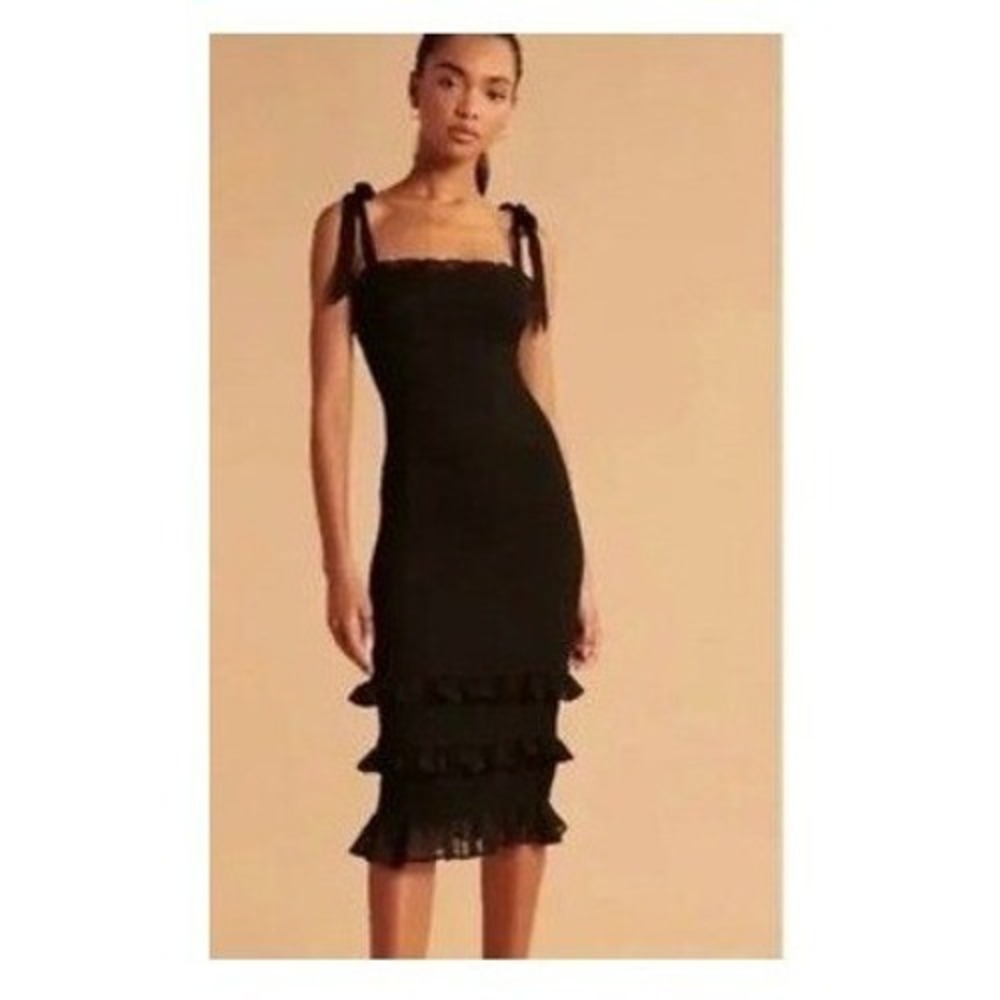 Abercrombie & Fitch midi dress‎ size S black tie strap ruffle NWT